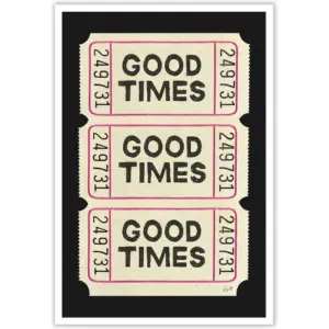 ALAYRA Trendy Wall Art Prints Poster Retro Good Ti Ticket Print Black White Canvas Wall Art Vintage Trendy Preppy Teen Girls Decorating Living Room Bedroom Gallery 12x16in Unframed 01