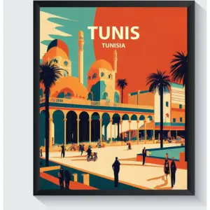 ALAYRA Tunis Art Print Poster, Tunisia Wall Art Painting Decor, Middel East Art Home Decor Artwork For Bedroom Living Room Bathroom Decor (Tunis, Tunisia, 11x14 inches (Unframed)) 01
