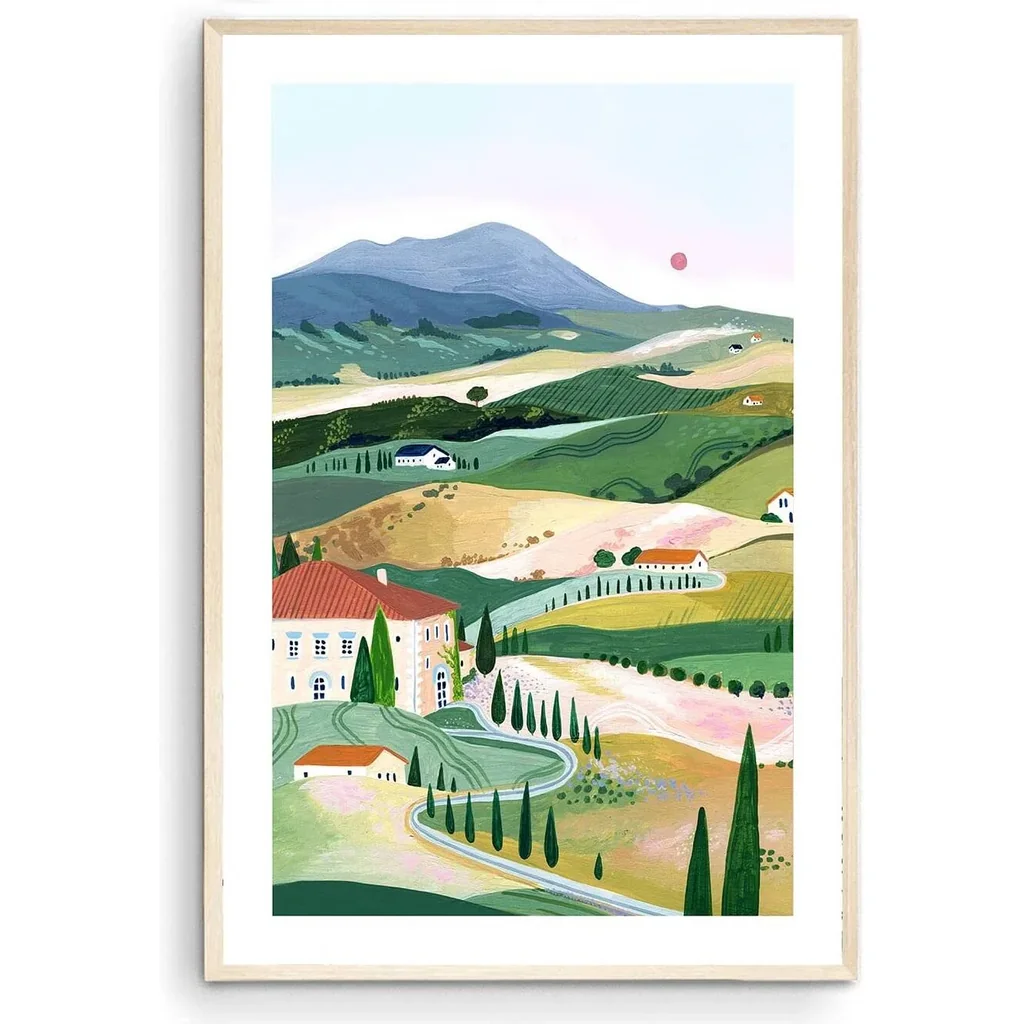 ALAYRA Tuscany Art Print, Val d'Orcia, Travel Gift, Toscana Wall Art, Home Decor, Housewarming (Unframed) (9x11) 01
