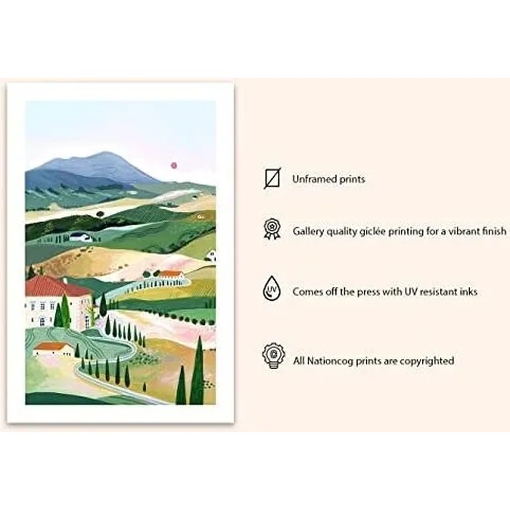 ALAYRA Tuscany Art Print, Val d'Orcia, Travel Gift, Toscana Wall Art, Home Decor, Housewarming (Unframed) (9x11) 01 - Image 3