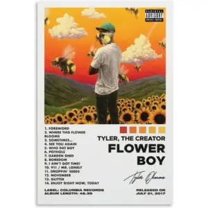 ALAYRA Tyler Poster Flower Boy Album Cover Poster Wall Art Prints Painting Posters Party Home Room Decor for Bedroom Bathroom 12x18inch(30x45cm) Unframe-Tyler Poster Flower Boy 01