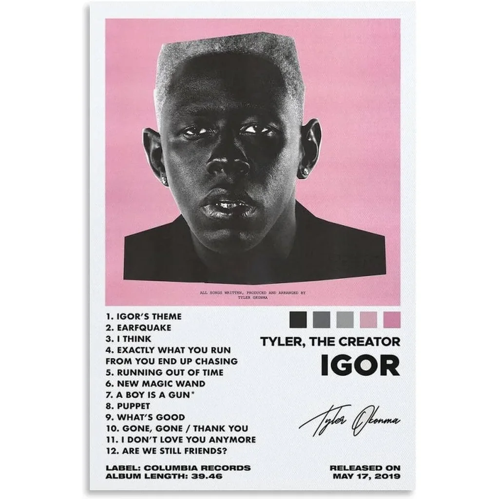 ALAYRA Tyler Signed Poster Igor Album Cover Poster Wall Art Prints Painting Posters Party Home Room Decor for Bedroom Bathroom 12x18inch(30x45cm) Unframe-Tyler Signed Poster Igor-1 01