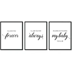 ALAYRA Unframed 8X10 Set of 3 Typography Love You Forever Love Boy and Girl Friends Minimalist Line Art Decoration Wall Art Print Poster KN009 01