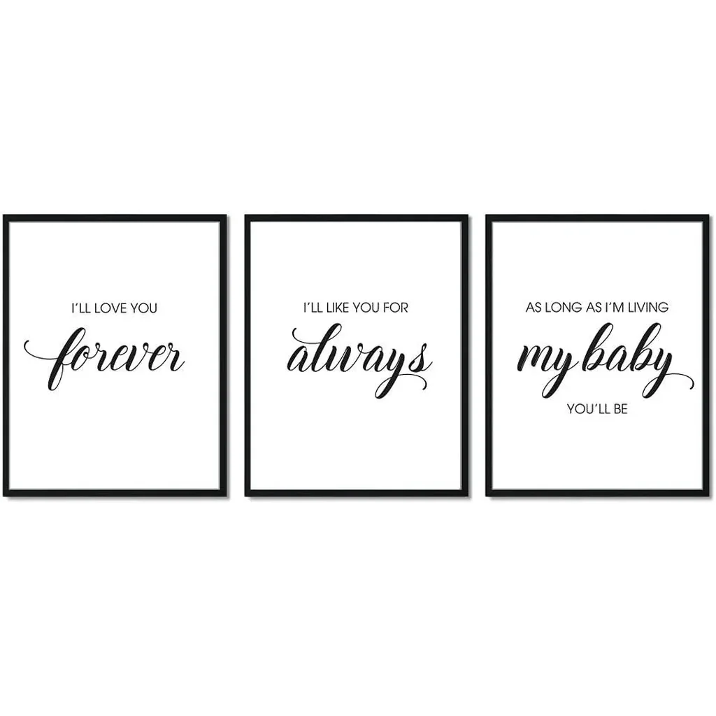 ALAYRA Unframed 8X10 Set of 3 Typography Love You Forever Love Boy and Girl Friends Minimalist Line Art Decoration Wall Art Print Poster KN009 01