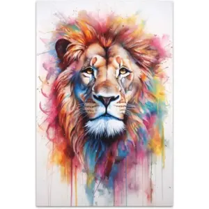 ALAYRA Unframed Canvas Wall Art For Bedroom Office Wall Decor, 18x12in Lion Graffiti Wall Decorations For Living Room Painting Pictures Artwork For Modern Posters Prints Home Decor 01