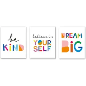 ALAYRA Unframed Words Inspirational Quote Minimalist Typography Art Print Set of 3 (12X16) Canvas Painting, Motivational Phrases Wall Art Poster For Kids Room Home Decor, No Frame 01