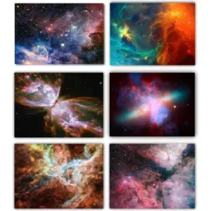 ALAYRA Universe Starry Sky Wall Art Outer Space Fantastic Nebula Galaxy Painting Pictures, for Bedroom, Living Room, Bathroom Decor, Posters for Kids, Boys or Girls Room Set of 6 (8x10) Unframed 01