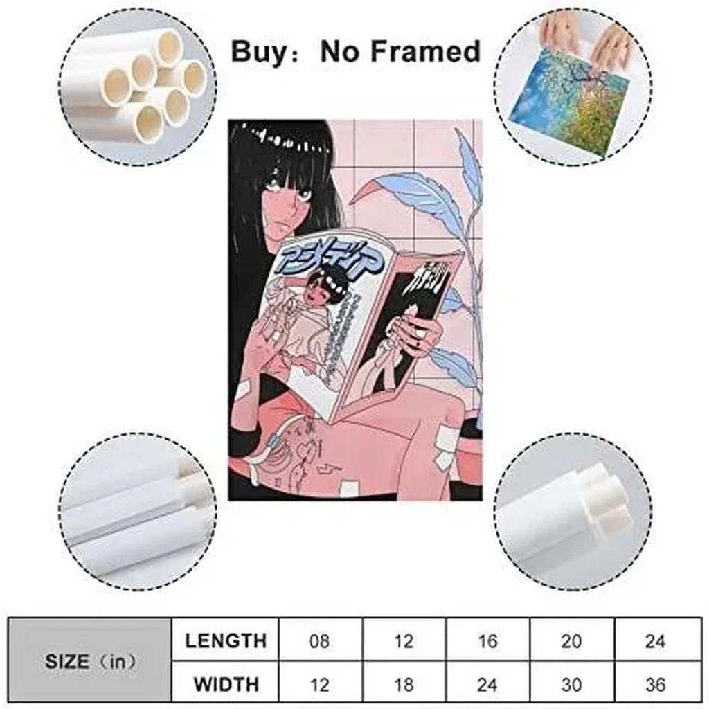 ALAYRA Vaporwave Aesthetic 90s Anime Poster Canvas Wall Art Painting Posters Decoration Room Decor Unframe 12x18inch(30x45cm) 01 - Image 2