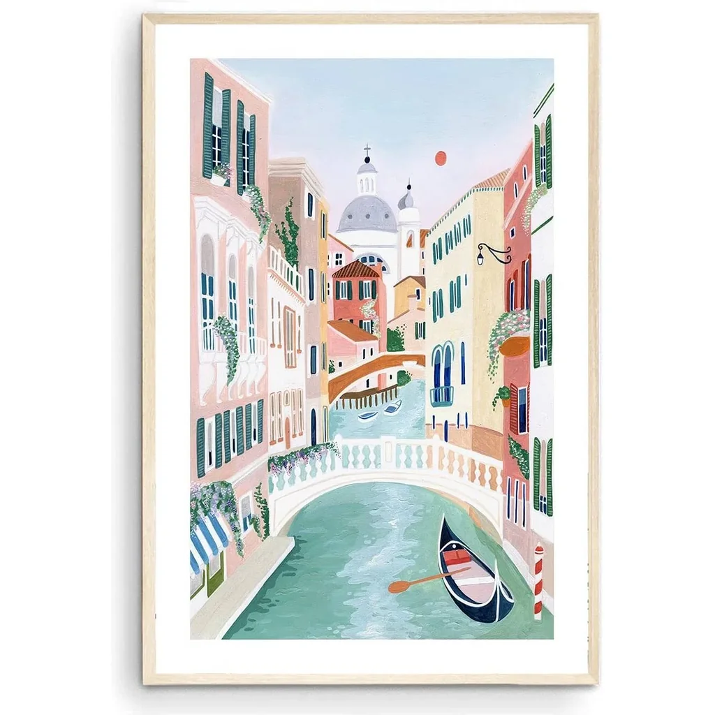ALAYRA Venice Art Print, Venezia Italy Art Print, Venice Painting, Travel Gift, Travel Poster, Engagement, Wedding, Anniversary, Housewarming Gift (Unframed) (9x11) 01