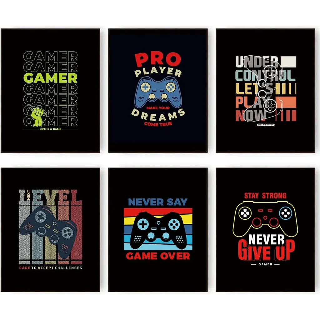 ALAYRA Video Game Art Print Colorful Gaming Themed Room Wall Decor Canvas Wall Art Poster Perfect for Kids Boy Bedroom Decor Inspirational Motivational Quotes Sayings Pictures (11"x14" UNFRAMED) 01