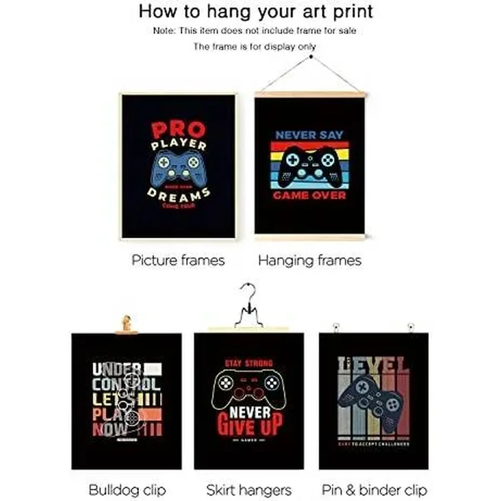 ALAYRA Video Game Art Print Colorful Gaming Themed Room Wall Decor Canvas Wall Art Poster Perfect for Kids Boy Bedroom Decor Inspirational Motivational Quotes Sayings Pictures (11"x14" UNFRAMED) 01 - Image 2