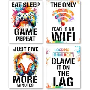 ALAYRA Video Game Themed print Room Wall Decoration, Video Game Wall and Gamer Poster Video Game Poster, Video Game Decor, Unframed set of 4 (8"X10") 01