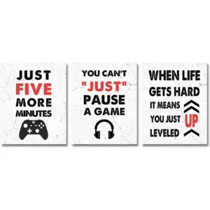 ALAYRA Video Game Wall , Gaming Wall Set of 3(UNFRAMED 8 x 10 in), Gaming Prints Set, Gaming Room Decor, Video Game Party 01