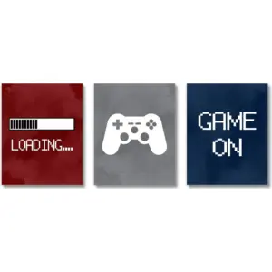 ALAYRA Video Game Wall Decor, Gaming Posters, Teen Boy Gamer Decor (UNFRAMED 8 x 10 Set of 3) Game Room, Playroom, Media Room, Bedroom, Dorm, Office, Desk, Mancave (Game On) 01
