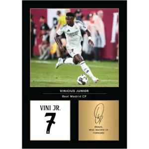 ALAYRA Vinicius Jr Real Madrid Signed A4 Printed Photo Picture Display Gift For Real Madrid Fans Digitally Reproduced Signature Unframed 01