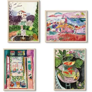 ALAYRA Vintage Abstract Canvas Posters Decor, 4Pcs Matisse Wall Art Aesthetic, 12x16 Inch, Canvas Print Art Paintings, Large Wall Pictures for Bedroom Living Room Kitchen, Unframed 01