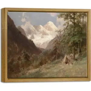 ALAYRA Vintage Canvas Wall Art Natural Wood Framed Home Decor Nature Mountain Landscape Classical Scenery Paintings Canvas Prints for Living Room Bedroom Farmhouse Decorations 01