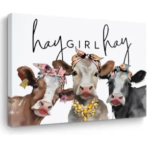ALAYRA Vintage Cow Decor Room Decor Canvas Wall Art Framed Art Cow Stuff Funny Cow Gifts Cow Paintings Western Decor Country Wall Decor Prints Picture Farm Animals Farmhouse Kitchen Girls Room Decor 0