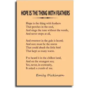 ALAYRA Vintage Emily Dickinson Poems Poster Hope Is The Thing With Feathers Wall Art Canvas Motivational Quotes Prints Pictures For Bedroom (16x24 inch, Unframed) 01