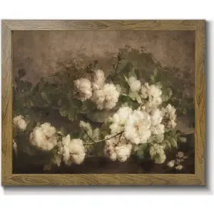 ALAYRA Vintage Flower Poster - Framed Still Life Wall Art Decor - Framed Canvas Prints Wall Art Home Decor - Vintage Landscape Art Print Farmhouse Painting, Wildflower Field on Canvas 01