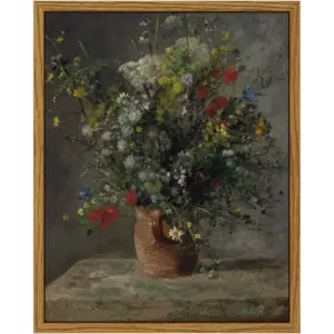 ALAYRA Vintage Framed Wall Art, Retro Floral Paintings Art Decor Aesthetic, Canvas Print Artwork, Classical Flower Wall Pictures for Bedroom Living Room Fireplace Shelf, 8x10 Inch 01