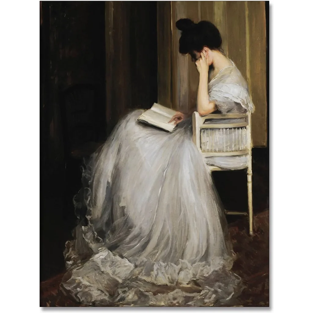 ALAYRA Vintage French Woman Reading Portraits Canvas Wall Art Famous Artwork Dark Academia Aesthetic 19th Century Antique Poster Prints 24x36in Unframed 01