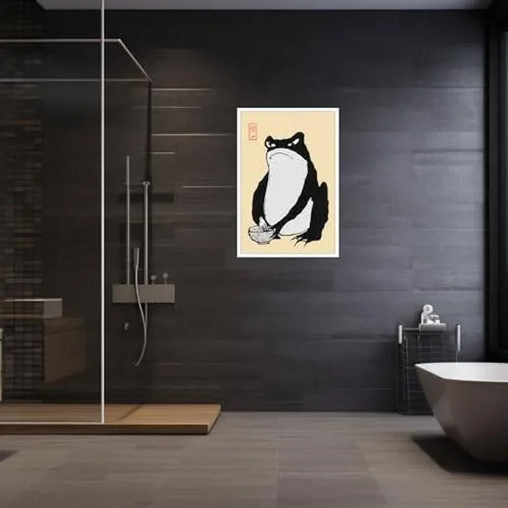 ALAYRA Vintage Frog Canvas Wall Art Frog Washing Dishes Comic Posters Black and White Toad Prints Painting Animal Aesthetic Wall Decor for Living Room Bedroom Children's Room 12x16in Unframed 01 - Image 2