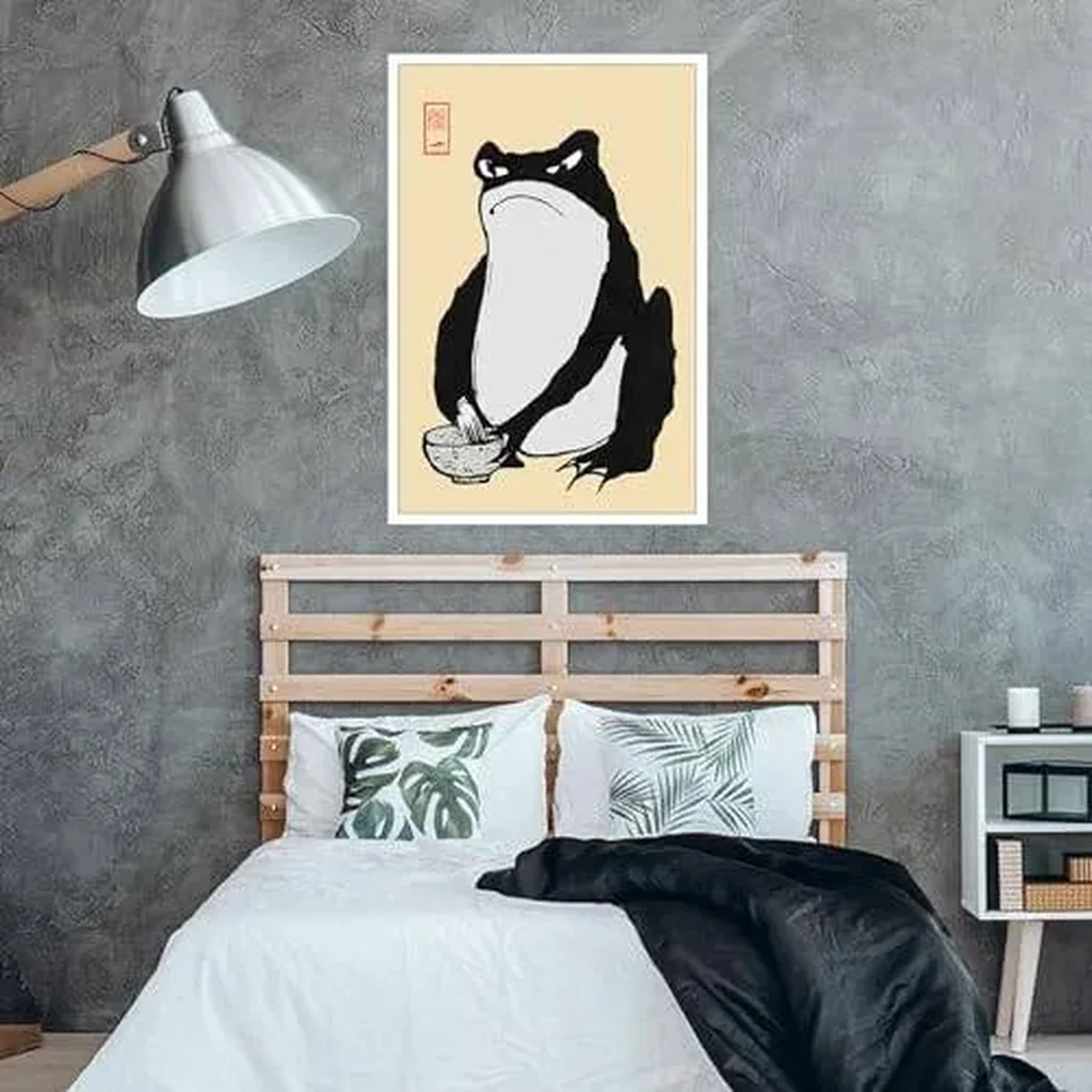 ALAYRA Vintage Frog Canvas Wall Art Frog Washing Dishes Comic Posters Black and White Toad Prints Painting Animal Aesthetic Wall Decor for Living Room Bedroom Children's Room 12x16in Unframed 01 - Image 4