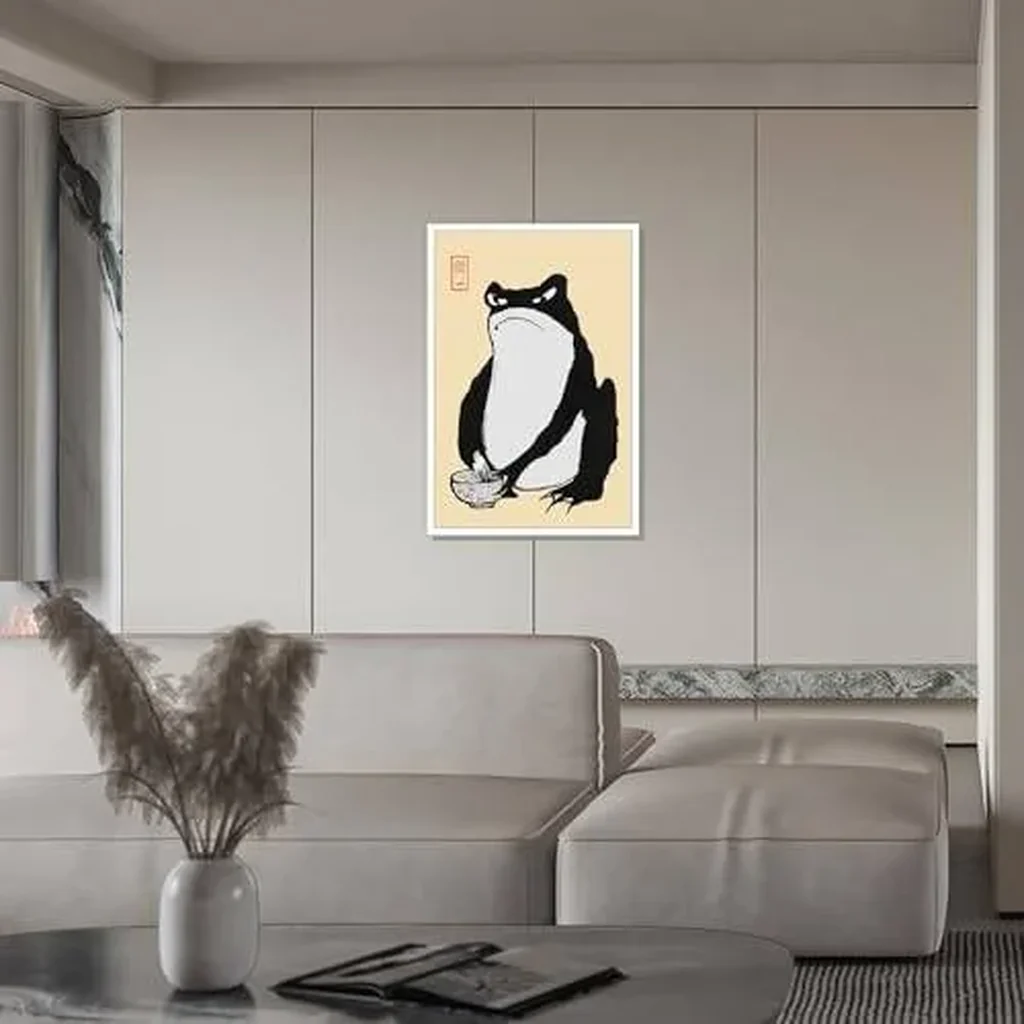 ALAYRA Vintage Frog Canvas Wall Art Frog Washing Dishes Comic Posters Black and White Toad Prints Painting Animal Aesthetic Wall Decor for Living Room Bedroom Children's Room 12x16in Unframed 01 - Image 5