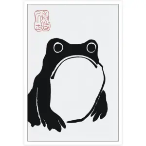 ALAYRA Vintage Frog Canvas Wall Art Japandi Style Frog Poster Japanese Toad Prints Painting Wabi Sabi Wall Art Animal Aesthetic Wall Decor for Living Room Bedroom tearoom 12x16in Unframed 01