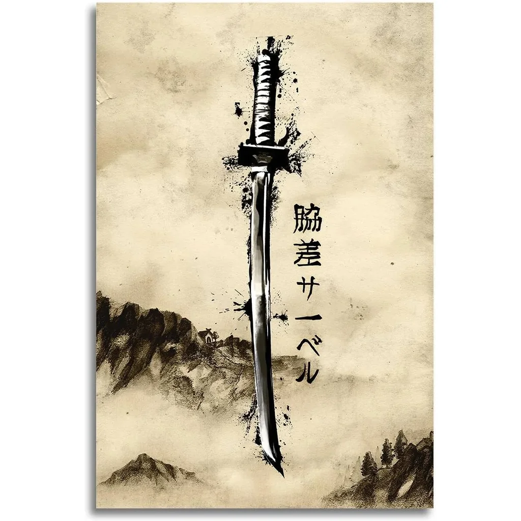 ALAYRA Vintage Japanese Samurai Dancing Geisha Poster Canvas Painting Wall Art Picture Print Room Home Decor Unframed 12 x18 inches 01