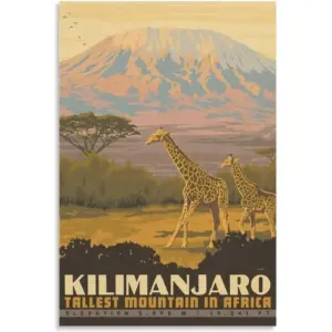ALAYRA Vintage Poster Mount Kilimanjaro Vintage Poster Wall Painting for Living Room Wall Art Paintings Canvas Wall Decor Home Decor Living Room Decor Aesthetic Prints 16x24inch(40x60cm) Unframe-style