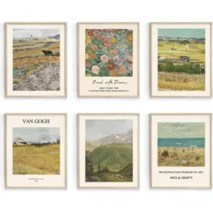 ALAYRA Vintage Room Decor, Farmhouse Art Posters for Room Decor Aesthetic Unframed, 8x10in, Set of 6 01