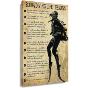 ALAYRA Vintage Scuba Diving Poster Canvas Quotes Wall Art Prints Pictures Modern Positive Motivational Posters for Classroom Decoration Gifts for Christmas Unframed 12x18 inch(30x45cm) 01