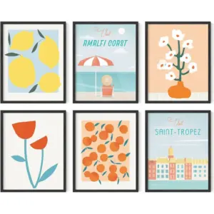 ALAYRA Vintage Travel Posters Set - Beach Artwork For Walls, Seascape Posters, Floral Art Prints, Tropical Wall Scenes, Old (Unframed 11x14) 01