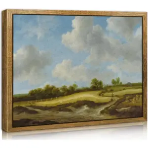ALAYRA Vintage Wall Art Prints for Living Room, 12x16in Framed Canvas Art Wall Decor, Landscape with a Wheatfield Painting, Classical Scenery Wall Pictures for Bedroom, Bathroom, Farmhous 01