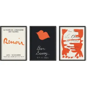 ALAYRA Vintage Wall Decor - Set of 3 Vintage Posters for Room Aesthetic, Retro Posters for Room Aesthetic Vintage, Artist Posters, Red Wall Art for Living Room (12x16, UNFRAMED) 01