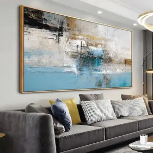 ALAYRA Wall Art Abstract Canvas Painting Blue Fantasy Colorful Wall Decor Modern Artwork for Living Room Bedroom Dining Room Home Office Decor 20"x40" with Framed 01