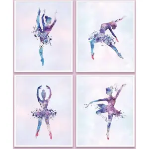 ALAYRA Wall Art Ballet Wall Dcor Prints Posters for Room Aesthetic Modern Elegant Ballet Dancer Ballerina Gift Dance Artwork for Bedroom Living Room Girls Room, Set of 4 Unframed, 8 x 10 Inch 01