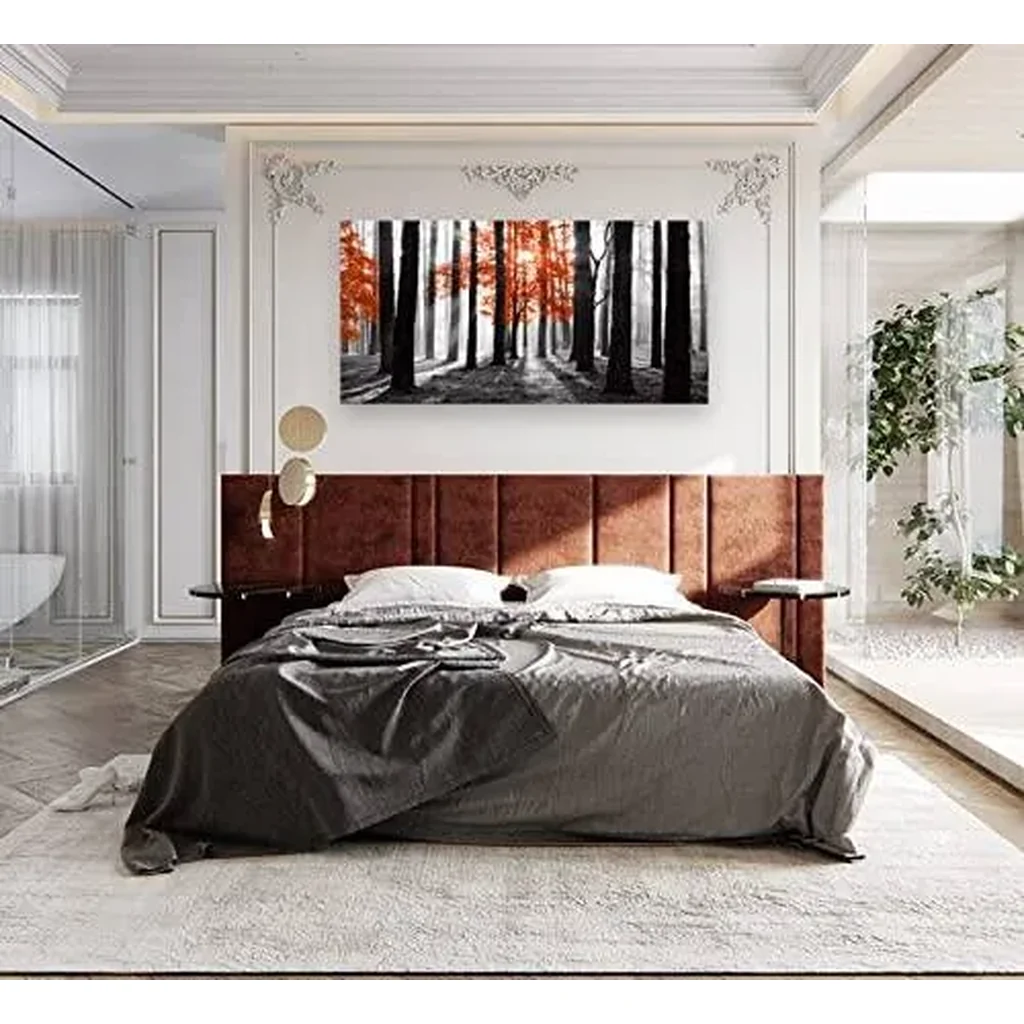 ALAYRA Wall Art Canvas Painting Red Tree in Black and White Sunshine Foggy Forest Picture Poster Print Framed and Stretched Ready to Hang for Living Room Bedroom Office Home Decor 01 - Image 2