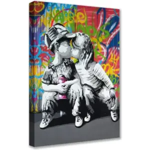 ALAYRA Wall Art for Hallways Banksy Pictures Graffiti Paintings Banksy Prints 1 Piece Canvas Modern Artwork Home Decor for Living Room Giclee Wooden Framed Gallery-Wrapped Ready to Hang(16''x24'') 01