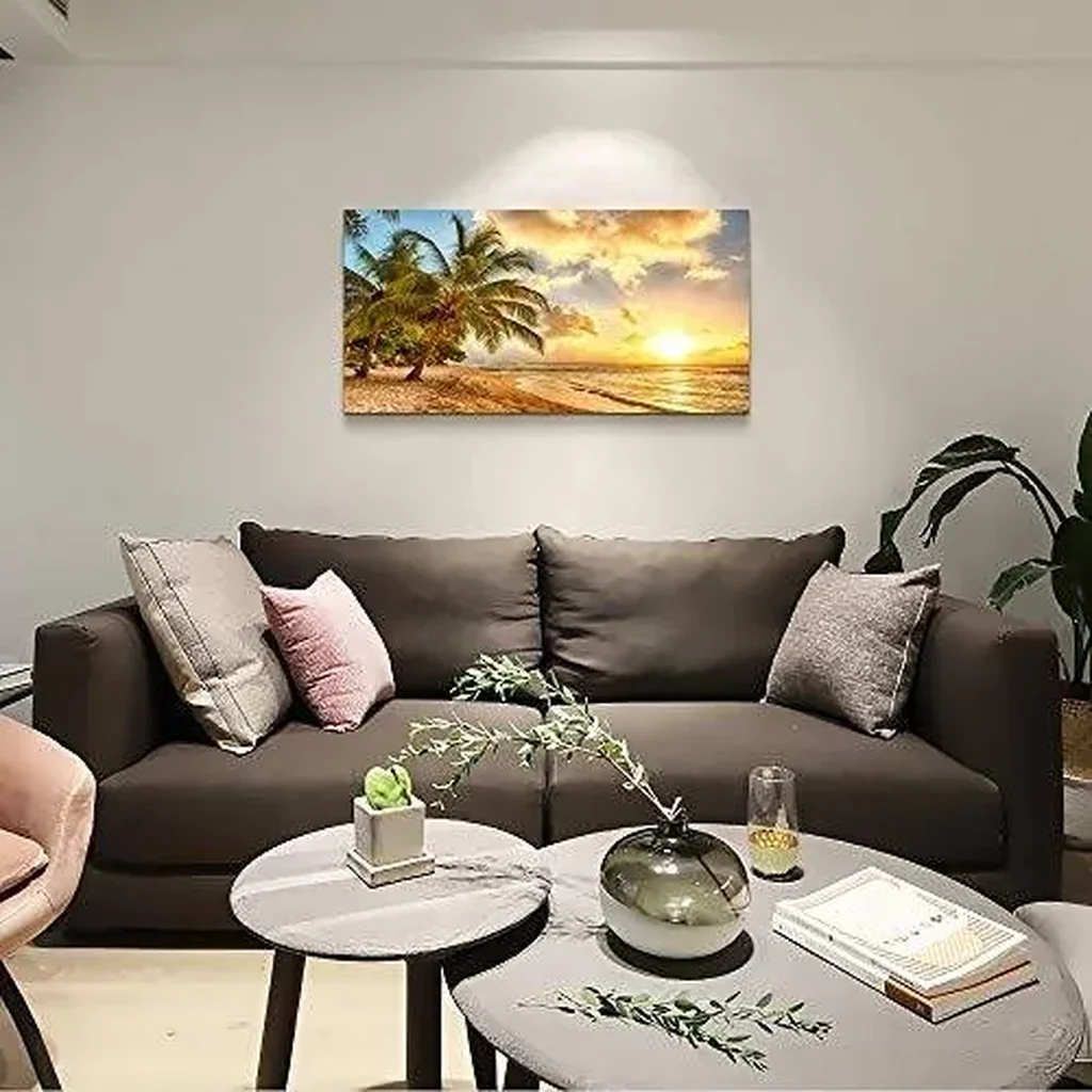 ALAYRA wall art for living room bathroom Wall Decor sun beach sea coconut tree ocean landscape painting to Hang Home Decorations for office bedroom kitchen Works canvas Prints pictures 20" x 40"inch 0 - Image 3