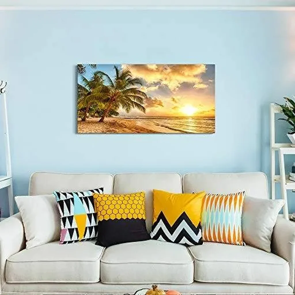 ALAYRA wall art for living room bathroom Wall Decor sun beach sea coconut tree ocean landscape painting to Hang Home Decorations for office bedroom kitchen Works canvas Prints pictures 20" x 40"inch 0 - Image 4