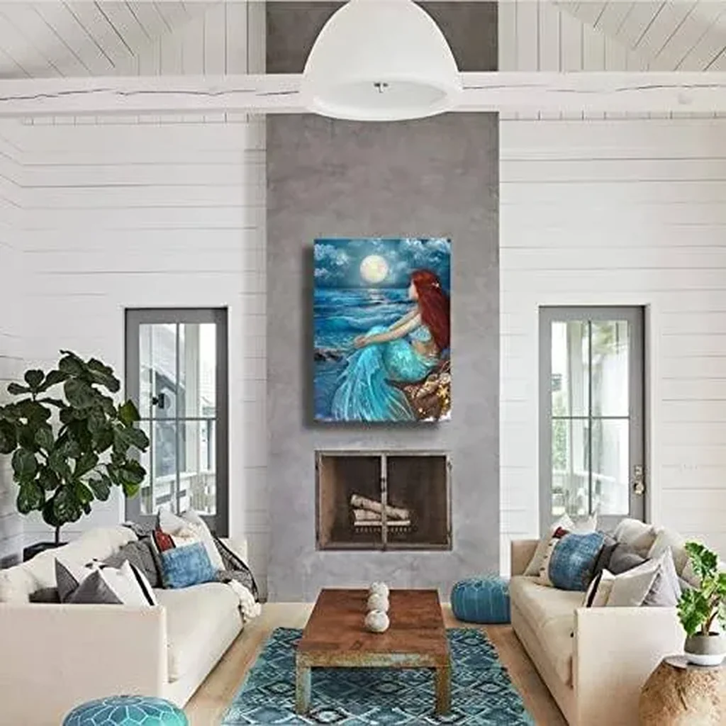 ALAYRA Wall Art for Living Room Bedroom Wall Decor Blue Canvas Prints Moon Night Artwork 24"x 36" Girls Room Decor 01 - Image 2