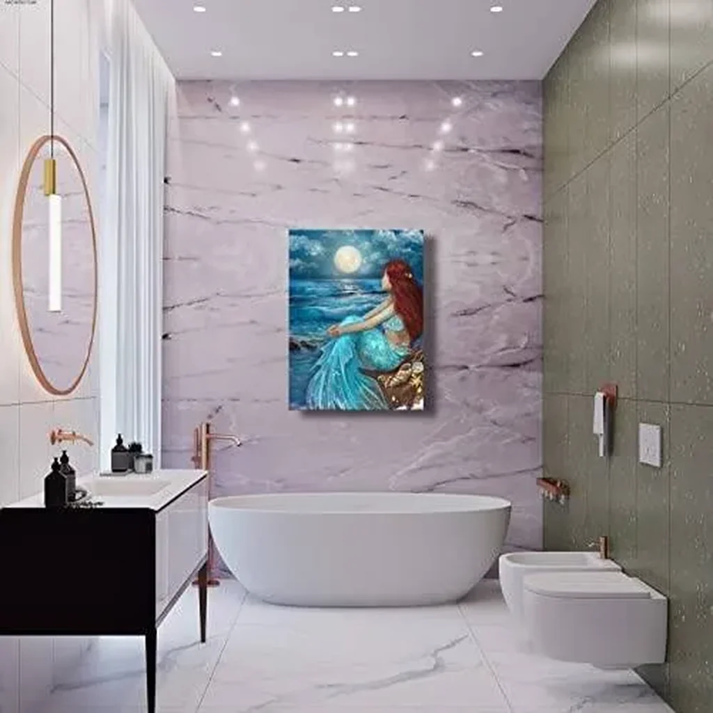 ALAYRA Wall Art for Living Room Bedroom Wall Decor Blue Canvas Prints Moon Night Artwork 24"x 36" Girls Room Decor 01 - Image 3