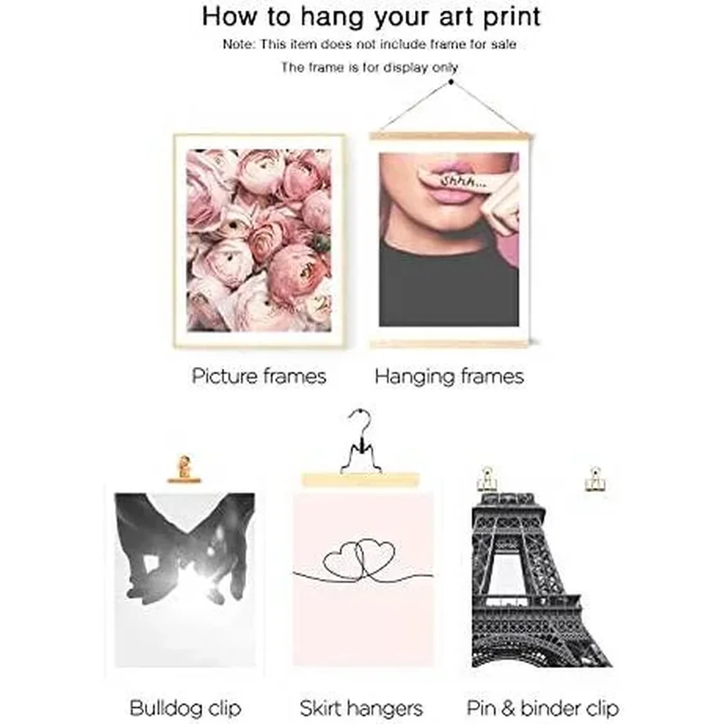 ALAYRA Wall Art Prints Paris Decor for Bedroom Pink Flower Wall Decor Line Minimalist Heart Shaped Love Holding Hands Poster Fashion Paris Photography Pictures Room Decor (11"x14" UNFRAMED) 01 - Image 2