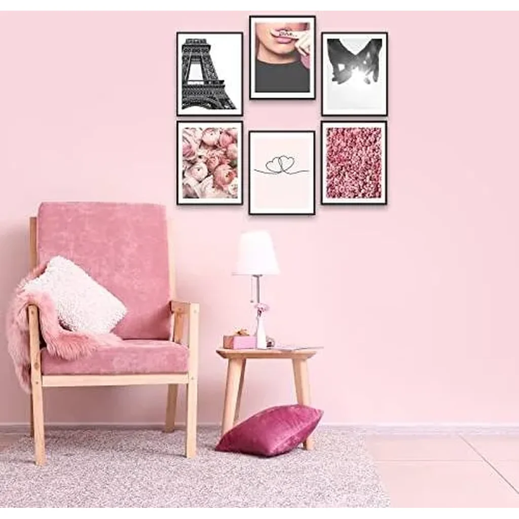 ALAYRA Wall Art Prints Paris Decor for Bedroom Pink Flower Wall Decor Line Minimalist Heart Shaped Love Holding Hands Poster Fashion Paris Photography Pictures Room Decor (11"x14" UNFRAMED) 01 - Image 4