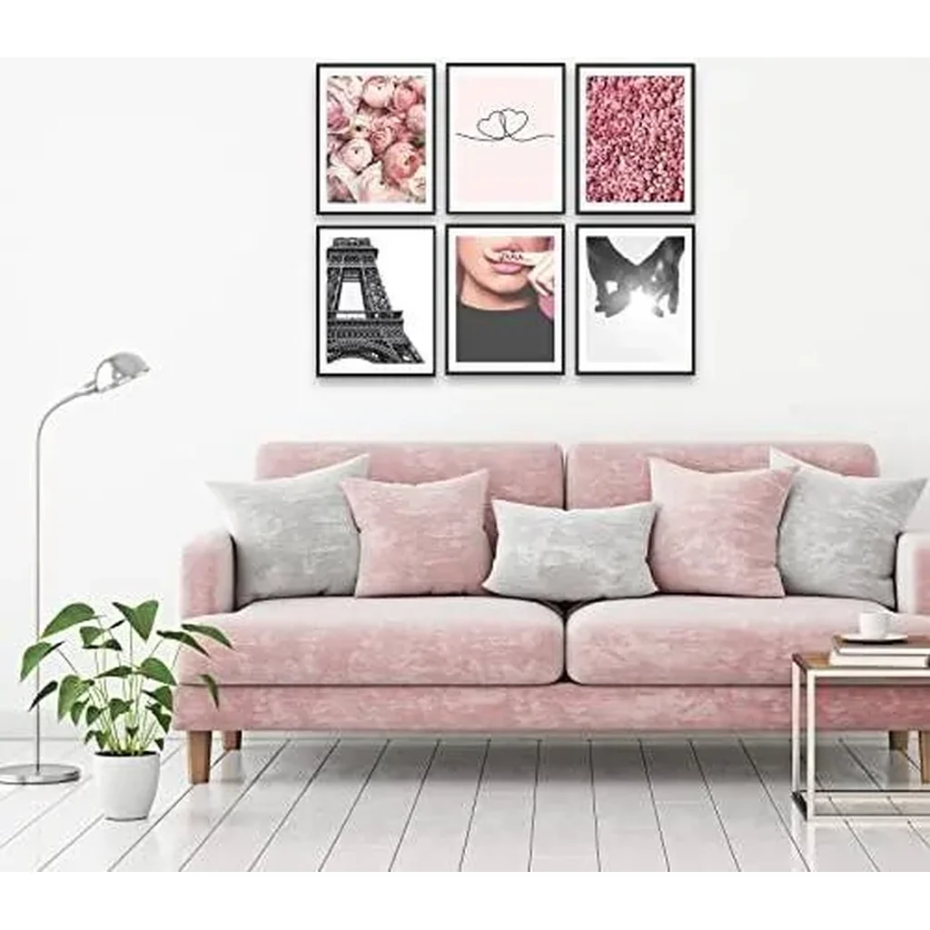 ALAYRA Wall Art Prints Paris Decor for Bedroom Pink Flower Wall Decor Line Minimalist Heart Shaped Love Holding Hands Poster Fashion Paris Photography Pictures Room Decor (11"x14" UNFRAMED) 01 - Image 5