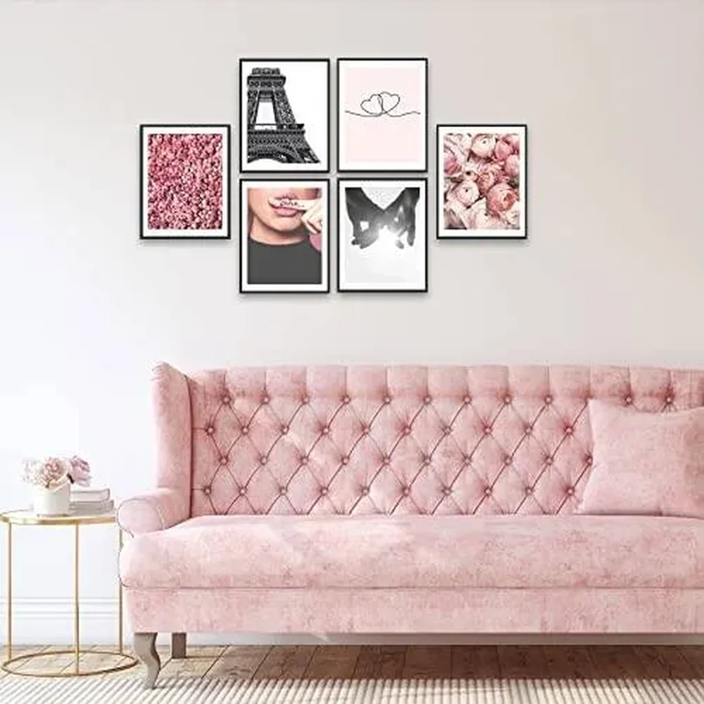 ALAYRA Wall Art Prints Paris Decor for Bedroom Pink Flower Wall Decor Line Minimalist Heart Shaped Love Holding Hands Poster Fashion Paris Photography Pictures Room Decor (11"x14" UNFRAMED) 01 - Image 6