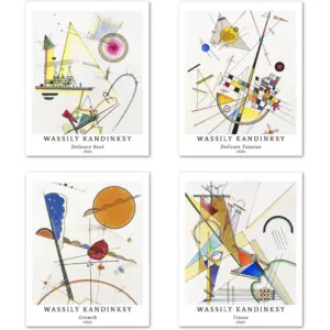 ALAYRA Wall Art Unframed Prints Giclee Art Paper Set of 4, 11x14 inch Abstract Geometric Artwork, Indoor Decoration Artistic Beautiful Medium Size Wassily Kandinsky Paintings 01